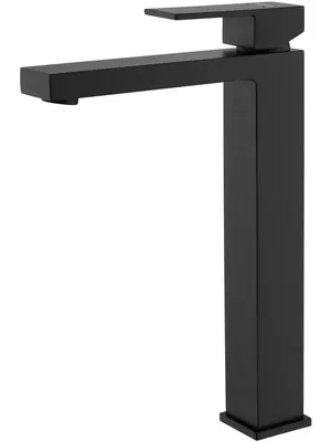 Смеситель для раковины Aquatek AQ1604MB однозахватный, излив 257мм, б/дон. клап., черный мат