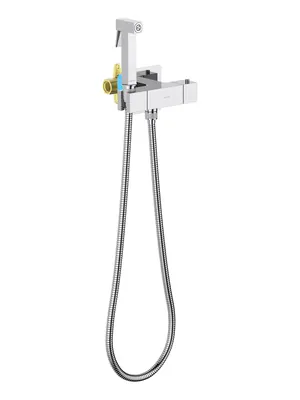 Набор с гигиеническим душем Aquatek AQ1028CR термостат, 1 отверстие, цвет: хром