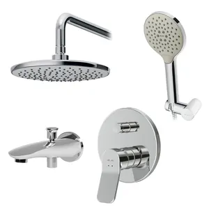 Душевая система AM.PM FB85A10020 смеситель для ванны/душа, верхний душ 220мм, ручной душ,излив