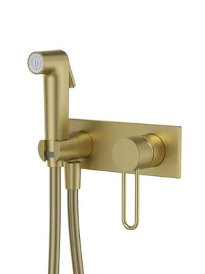 Смеситель встраиваемый IDDIS с гигиеническим душем, с защитным клапаном, золото DUNMGV0i08
