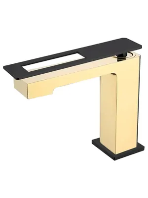 Смеситель Boheme 141-GB для раковины, на 1 отверстие, однозахватный, золото+черный