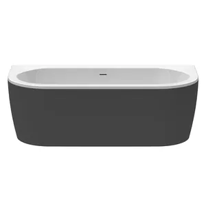 Ванна акриловая CEZARES WALL-180-80-60-NERO-SET 1800x790x600 овальная, пристенная, белый/черный