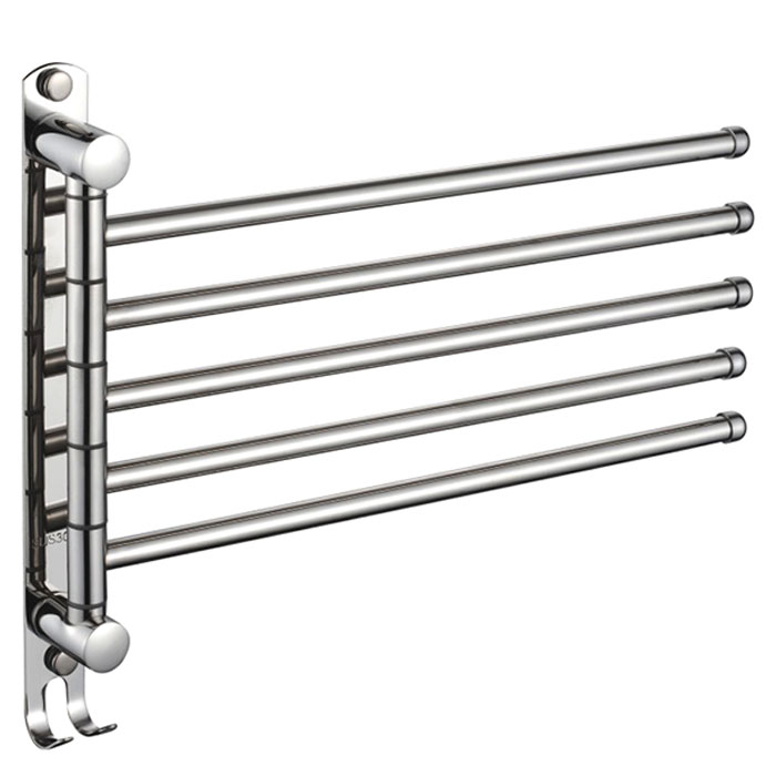 вешалка LEDEME SUS304 5-я д/полотенца поворотная с 2-мя крючками L70115