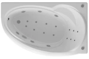 Ванна акриловая Акватек 150х95 правая,аэромассаж,пневмо управление,фронт.панель, каркас, слив