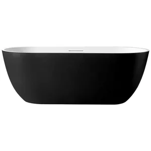 Ванна из искусственного камня Abber (1700x750) отдельност, слив-пер, черно-бел мат AM9941B