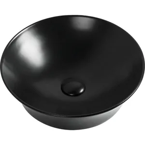 Раковина накладная Aquanet -1-MB 420х125 круглая, без перелива и отв. под смес., черный 273686