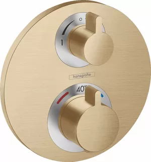 Смеситель Hansgrohe 15758140 термостат, с запорным/перекл вентилем, внеш.часть, шлиф бронз
