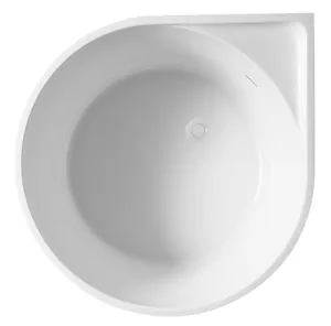 Ванна акриловая Abber (950х950) пристенная, угловая, слив-перелив, белая AB9305