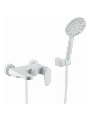 Смеситель Boheme 453-MW для ванны/душа, настенный, однозахватный, с ручным душем, белый мат