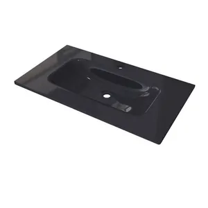 Раковина для тумбы Caprigo Милано 85 (860х473) стеклянная без бортика, графит OW15-14312-R810