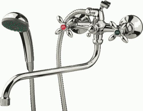 Смеситель Ledeme Н27 настенный, для ванны и душа, двухзахватный, с душевой лейкой, хром L2227