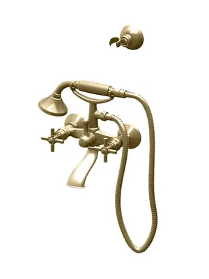 Смеситель GATTONI для ванны/душа, ручки Paris, настенный,с душ гарн и держ,золото 24к TR501/18DO