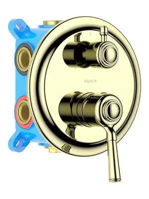 Смеситель для ванны/душа Aquatek AQ1547PG встраиваемый, 3 реж., однозахватный, золото полир