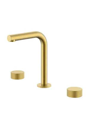 Смеситель Boheme 152-MG.3 для раковины, на 3 отверстия, двухзахватный, ручки linea, золото мат