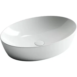 Раковина накладная Ceramicanova 610х410х150 овальная, без перелива, цвет: белый CN5018
