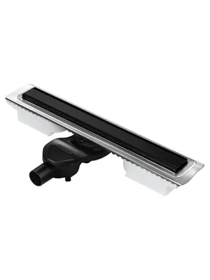 Душевой лоток BERGES 600, мат. черный, боковой выпуск S-сифон D50 H60, 095117