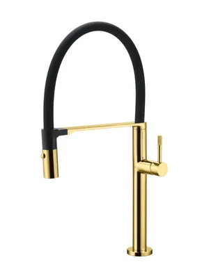 Смеситель Boheme 114-G для кухни, на 1 отверстие, однозахватный, гибкий излив, золото