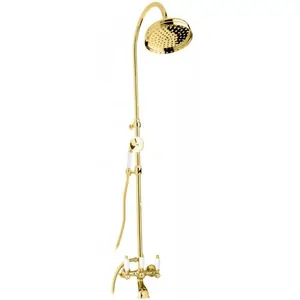 Душевая колонна CEZARES CVD-03/24-Bi смеситель, верхний душ, лейка, золото 24кар/ручки белые