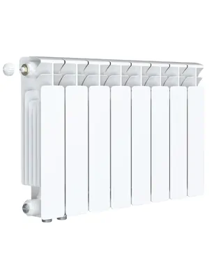 Радиатор биметаллический Rifar Ventil BVL 350 нижнее левое подключ., 8 секции, 1112 Вт, белый