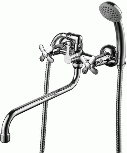 Смеситель для ванны/душа Lemark LM6541C двухзахват., круглый излив 300мм, душ.комплект, хром