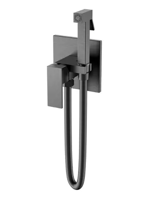 Смеситель Boheme 477-GM с гигиеническим душем, встраиваемый, однозахв, с держателем, графит