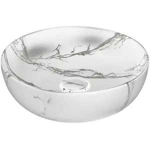 Раковина накладная AeT Italia Round 400х400х143 эффект белого мрамора матовый L671T0R0V0481