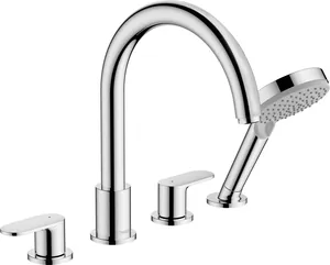 Смеситель на борт ванны Hansgrohe 71456000 на 4 отверстия, с душ. гарнитуром, хром