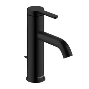 Смеситель Duravit для раковины однозахватный с донным клапаном, излив 113мм, черный матовый C11020001046