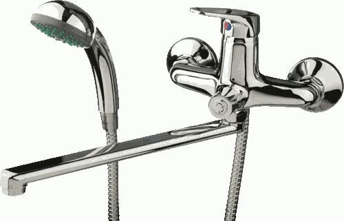Смеситель Ledeme Н13 настенный, для ванны и душа, с душевой лейкой, хром L2213