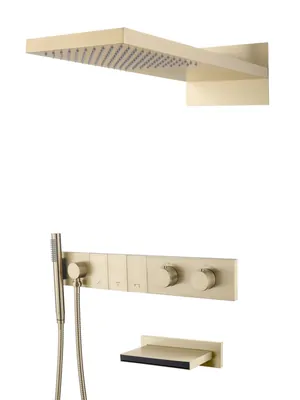 Душевая система Boheme 133-2-MG встраиваемая, термостат, излив, верх./ручной душ, золото мат