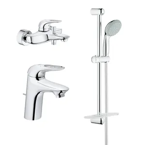 Набор смесителей Grohe для раковины, ванны, с душевым гарнитуром, хром 124416