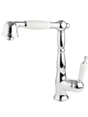 Смеситель для кухни Migliore Cucina выдвижная лейка, ручка белая/хром ML.CUC-6388.BI.CR