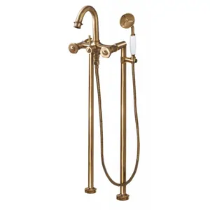 Смеситель CEZARES -VDP-02-Sw для ванны напольный, двухзахватный, бронза/ручки Swarovski