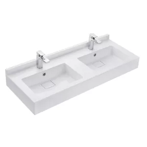 Раковина Aquaton 120 1A72433KSK010 1200х193х470 2 чаши, литой мрамор, белая