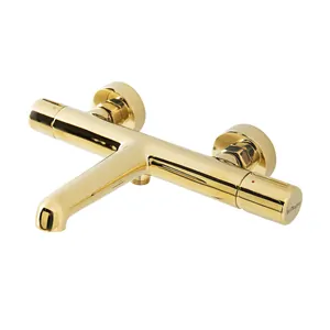 Смеситель для ванны BelBagno -VASM-ORO 130 мм,двухзахватный,фиксированный излив,золото