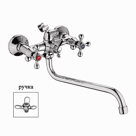 Смеситель Ledeme Н12 настенный, для ванны и душа, с душевой лейкой, хром L2212