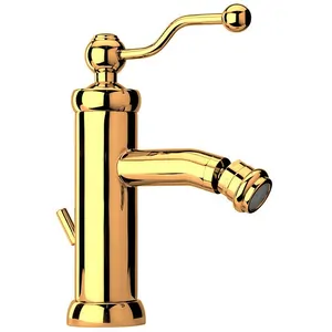 Смеситель для биде Paini 88 мм, однозахватный, с донным клапаном, золото 88OP306