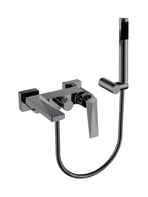 Смеситель Boheme 373-SGM для ванны/душа, настенный, однозахватный,с ручным душем, графит гл
