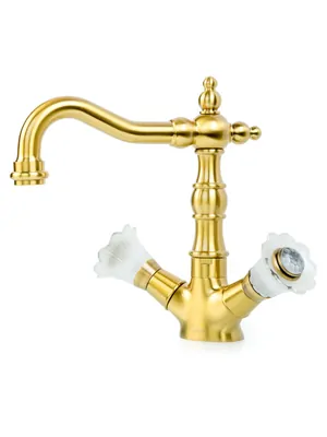 Смеситель Boheme Camelia для раковины, на 1 отверстие, двухзахватный, бронза 312-Camelia