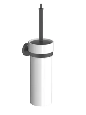 Ершик для унитаза Aquatek AQ4610MB подвесной, керамический стакан, цвет: черный матовый