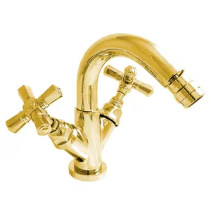 Смеситель для биде Nicolazzi Agora двухзахватный, донный клапан, цвет: золото 2337GO45IN