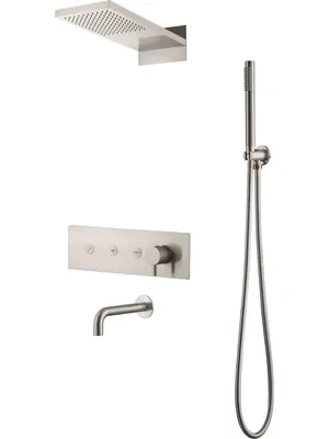 Душевая система Boheme 130-2-NB встраиваемая, верхний/ручной душ, с изливом, никель браш