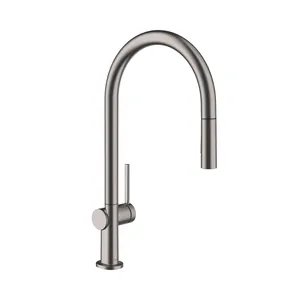 Смеситель Hansgrohe для кухни, однозахватный, выдвижной излив, черный хром мат. 72800340