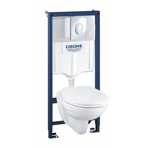 Grohe Solido Perfect Lecico Perth 4 в 1 Инсталляция с подвесным унитазом, микролифт, панель Skate Air 39192000