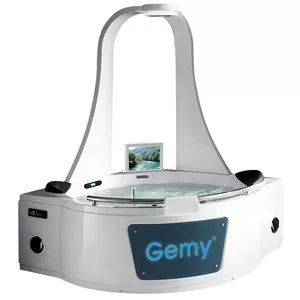 Гидромассажная угловая ванна Gemy G9070 O (1700х1700х2250) с верхним душем и LCD TV