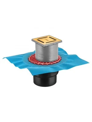 Трап душевой BERGES Norma 100х100, золото глянец, верт. выпуск слив D50/70/100, 092462