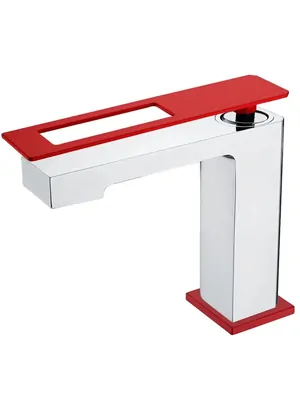 Смеситель Boheme 141-CRR для раковины, на 1 отверстие, однозахватный, хром+красный