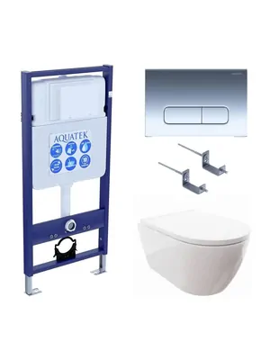 Комплект Инсталляция+Унитаз с сиденьем микролифт+Кнопка Aquatek SET AQUATEK ПОЛАРИС-01-016 4в1