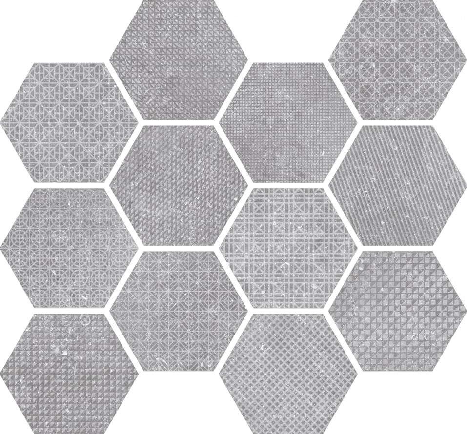 декор Coralstone Hexagon Melange Grey Antislip 29.2x25.4