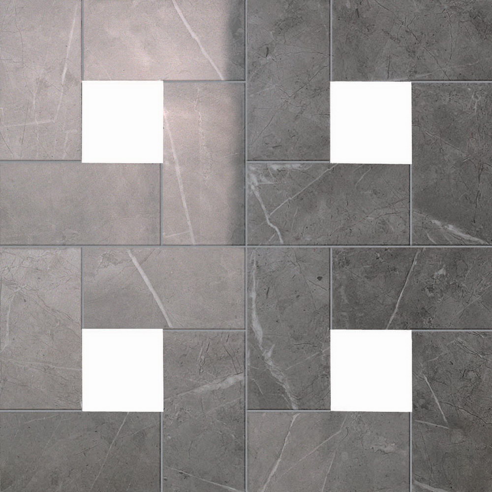 Marvel Grey Cassettone Lappato 45x45 глянцевая